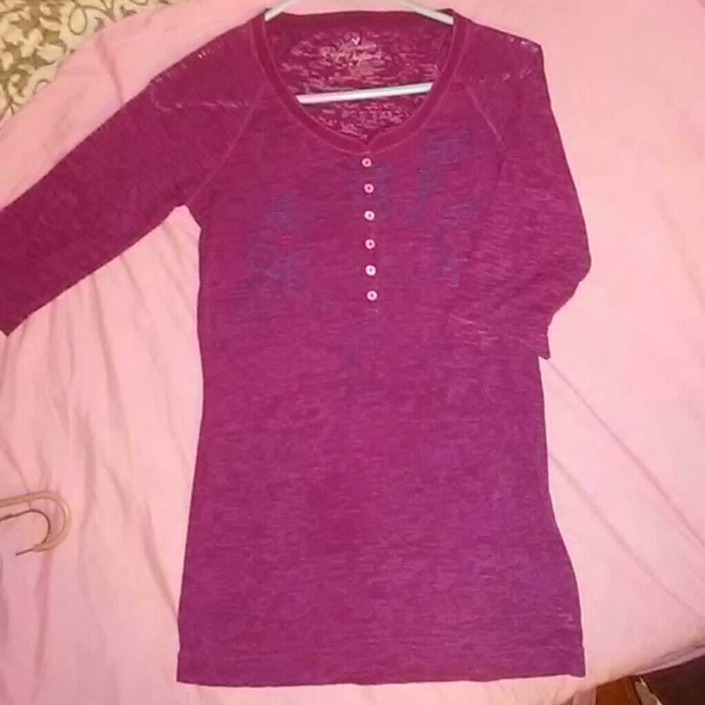 3/4 sleeve half button down t-shirt
